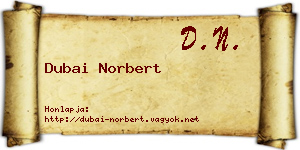 Dubai Norbert névjegykártya